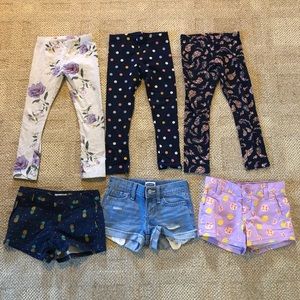 5 5T girls leggings pants shorts bundle spring